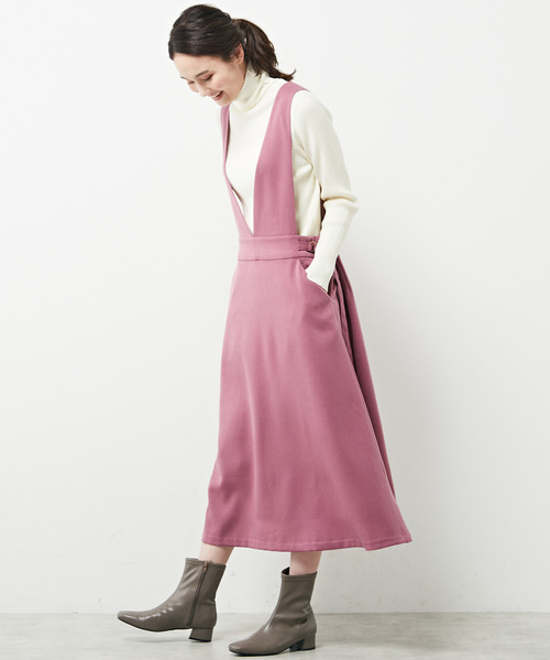 【セール】【レイヤードスタイルが楽しめる◎ウーリッシュフラノVネックジャンパースカート】（ジャンパースカート）｜Lourmarin（ルールマラン）