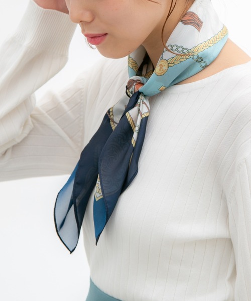 Honeys(ハニーズ)の「スカーフ(バンダナ/スカーフ・レディース・ミント/グリーン/ネイビー×ホワイト/ピンクベージュ/ブルー・FREE)」の12枚目の写真