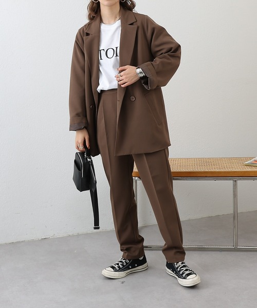 COLONY 2139(コロニートゥーワンスリーナイン)の「WEB限定/一部店舗限定 ストレッチジョーゼットセンタープレスパンツ&ジャケットセットアップ(セットアップ・レディース・アイボリー/ブラック/チャコールグレー/ブラウン・FREE)」の8枚目の写真