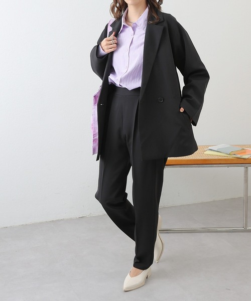 COLONY 2139(コロニートゥーワンスリーナイン)の「WEB限定/一部店舗限定 ストレッチジョーゼットセンタープレスパンツ&ジャケットセットアップ(セットアップ・レディース・アイボリー/ブラック/チャコールグレー/ブラウン・FREE)」の18枚目の写真