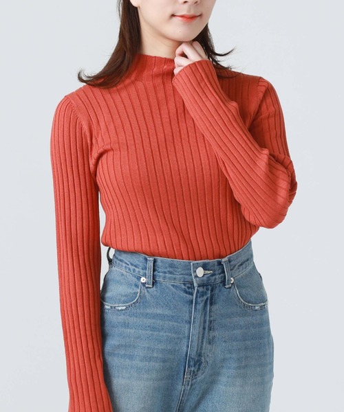 archives（アルシーヴ）の「プチハイリブニット（ニット/セーター・レディース・オフホワイト/ホワイト×ブラック/ブラック/ブルー/パープル/オレンジ・MEDIUM）」の6枚目の写真