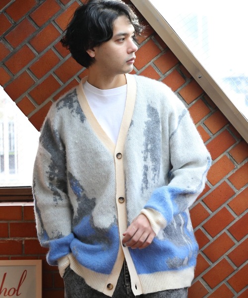 ８(eight)（エイト）の「モヘアタッチカーデ（カーディガン/ボレロ・メンズ・アイボリー/ブラック/マスタード・LARGE/MEDIUM）」の2枚目の写真