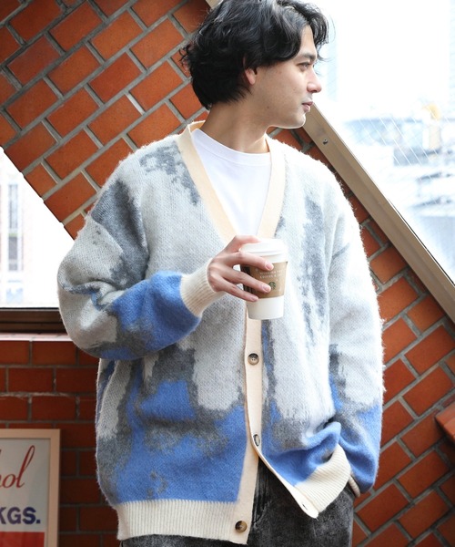 ８(eight)（エイト）の「モヘアタッチカーデ（カーディガン/ボレロ・メンズ・アイボリー/ブラック/マスタード・LARGE/MEDIUM）」の4枚目の写真