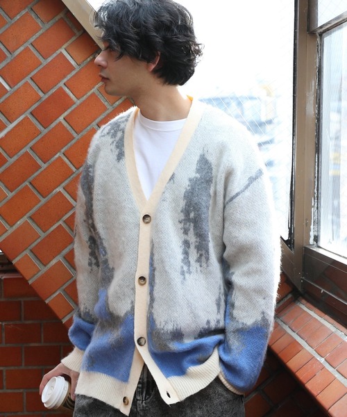 ８(eight)（エイト）の「モヘアタッチカーデ（カーディガン/ボレロ・メンズ・アイボリー/ブラック/マスタード・LARGE/MEDIUM）」の5枚目の写真