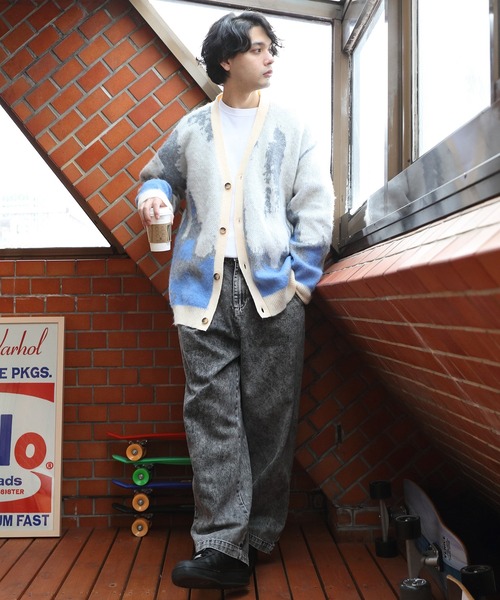 ８(eight)（エイト）の「モヘアタッチカーデ（カーディガン/ボレロ・メンズ・アイボリー/ブラック/マスタード・LARGE/MEDIUM）」の9枚目の写真