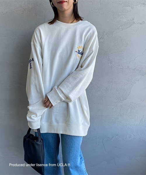 UCLA（ユーシーエルエー）の「[UCLA/ユーシーエルエー] バックサガラ刺繍 ビックシルエット 裏毛クルーネックスウェット（スウェット・レディース・チャコール/ホワイト/ダークグリーン・L/M）」の7枚目の写真