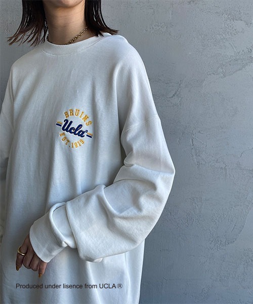 UCLA（ユーシーエルエー）の「[UCLA/ユーシーエルエー] バックサガラ刺繍 ビックシルエット 裏毛クルーネックスウェット（スウェット・レディース・チャコール/ホワイト/ダークグリーン・L/M）」の13枚目の写真