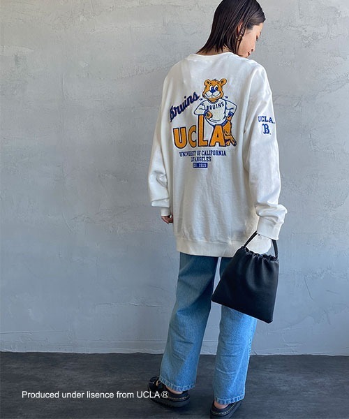 UCLA（ユーシーエルエー）の「[UCLA/ユーシーエルエー] バックサガラ刺繍 ビックシルエット 裏毛クルーネックスウェット（スウェット・レディース・チャコール/ホワイト/ダークグリーン・L/M）」の12枚目の写真