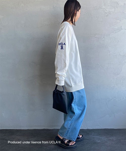 UCLA（ユーシーエルエー）の「[UCLA/ユーシーエルエー] バックサガラ刺繍 ビックシルエット 裏毛クルーネックスウェット（スウェット・レディース・チャコール/ホワイト/ダークグリーン・L/M）」の11枚目の写真