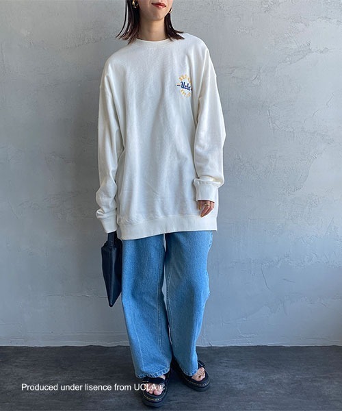 UCLA（ユーシーエルエー）の「[UCLA/ユーシーエルエー] バックサガラ刺繍 ビックシルエット 裏毛クルーネックスウェット（スウェット・レディース・チャコール/ホワイト/ダークグリーン・L/M）」の10枚目の写真