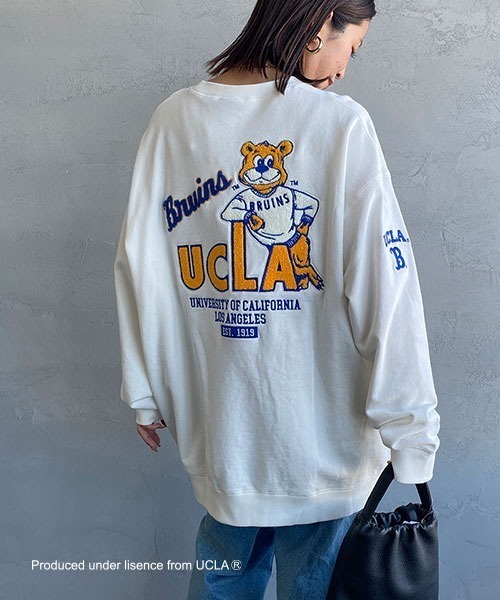 UCLA（ユーシーエルエー）の「[UCLA/ユーシーエルエー] バックサガラ刺繍 ビックシルエット 裏毛クルーネックスウェット（スウェット・レディース・チャコール/ホワイト/ダークグリーン・L/M）」の9枚目の写真