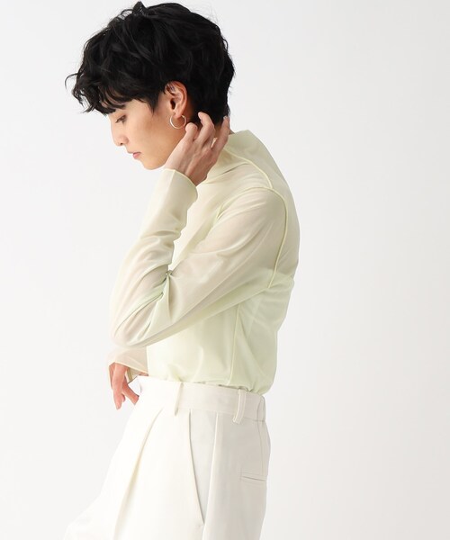 OPAQUE.CLIP（オペークドットクリップ）の「◆シアーハイネックカットソー（Tシャツ/カットソー・レディース・ブラック/ホワイト系/イエロー・36/40/38）」の19枚目の写真