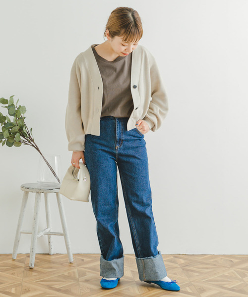 アイボリー クロップドニットカーディガン Amazon | [フレイ アイディー] リンクスクロップドニットカーディガン