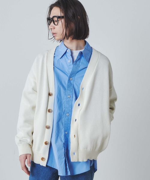 THE STANDARD（ザスタンダード）の「WEGO/エルボーパッチカーディガン（カーディガン/ボレロ・メンズ・ブラック/オフホワイト・LARGE/MEDIUM）」の2枚目の写真