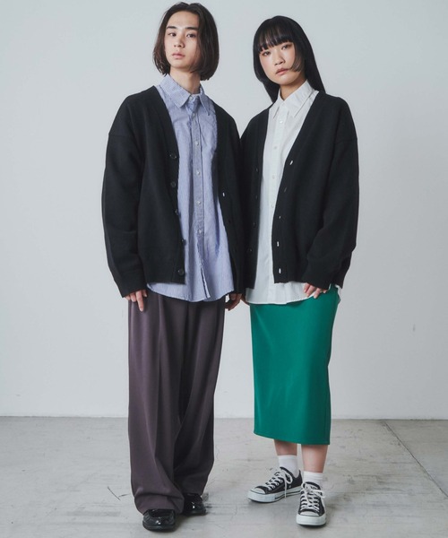 THE STANDARD（ザスタンダード）の「WEGO/エルボーパッチカーディガン（カーディガン/ボレロ・メンズ・ブラック/オフホワイト・LARGE/MEDIUM）」の3枚目の写真