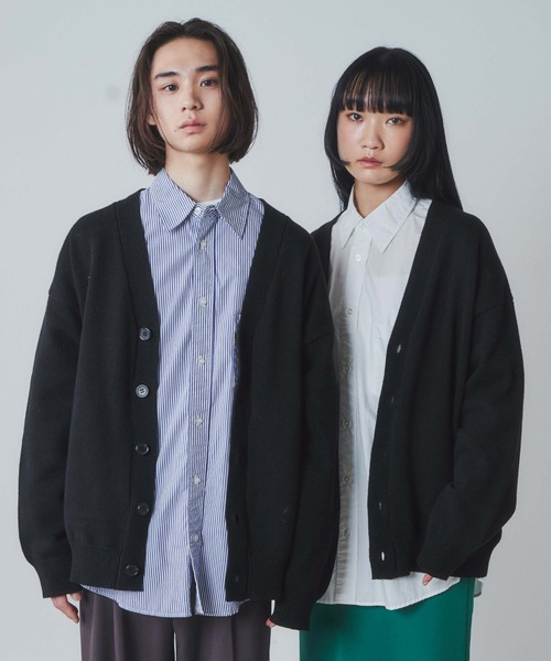 THE STANDARD（ザスタンダード）の「WEGO/エルボーパッチカーディガン（カーディガン/ボレロ・メンズ・ブラック/オフホワイト・LARGE/MEDIUM）」の4枚目の写真