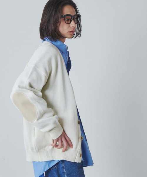THE STANDARD（ザスタンダード）の「WEGO/エルボーパッチカーディガン（カーディガン/ボレロ・メンズ・ブラック/オフホワイト・LARGE/MEDIUM）」の7枚目の写真
