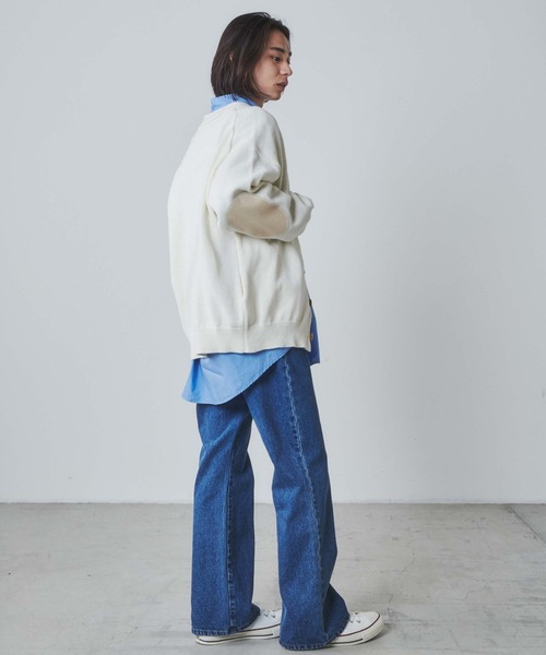 THE STANDARD（ザスタンダード）の「WEGO/エルボーパッチカーディガン（カーディガン/ボレロ・メンズ・ブラック/オフホワイト・LARGE/MEDIUM）」の8枚目の写真