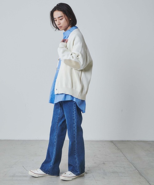 THE STANDARD（ザスタンダード）の「WEGO/エルボーパッチカーディガン（カーディガン/ボレロ・メンズ・ブラック/オフホワイト・LARGE/MEDIUM）」の9枚目の写真