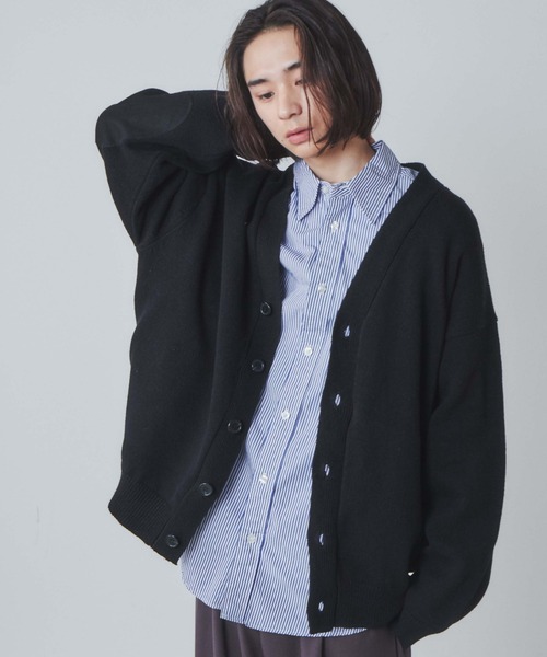 THE STANDARD（ザスタンダード）の「WEGO/エルボーパッチカーディガン（カーディガン/ボレロ・メンズ・ブラック/オフホワイト・LARGE/MEDIUM）」の15枚目の写真