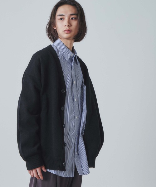 THE STANDARD（ザスタンダード）の「WEGO/エルボーパッチカーディガン（カーディガン/ボレロ・メンズ・ブラック/オフホワイト・LARGE/MEDIUM）」の16枚目の写真