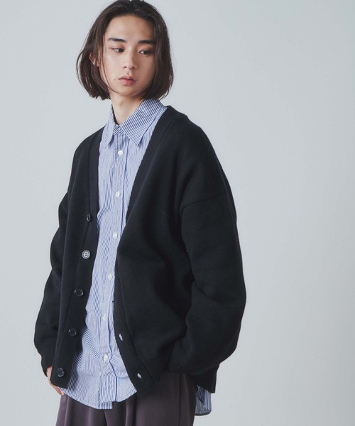 THE STANDARD（ザスタンダード）の「WEGO/エルボーパッチカーディガン（カーディガン/ボレロ・メンズ・ブラック/オフホワイト・LARGE/MEDIUM）」の17枚目の写真