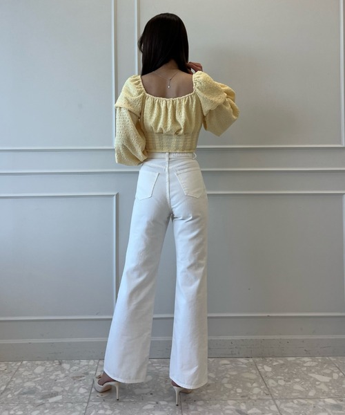 eimy istoire ハイウエストデニムパンツ (white) EIMY ISTOIRE エイミーイストワール eimy istoire ハイウエスト