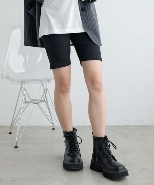 WEGO（ウィゴー）の「WEGO/ロゴテープショートレギンス（スウェットパンツ・レディース・ブラック・FREE）」の5枚目の写真