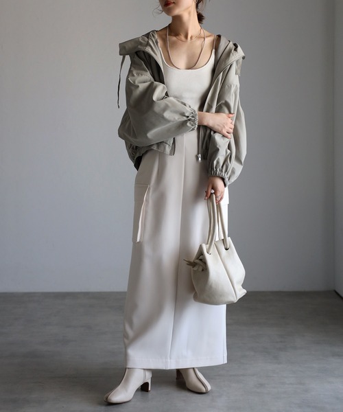 Bonjour Sagan（ボンジュールサガン）の「ピーチスキンショートマウンテンパーカー（マウンテンパーカー・レディース・アイボリー/ライトカーキ/ブラック・FREE）」の21枚目の写真