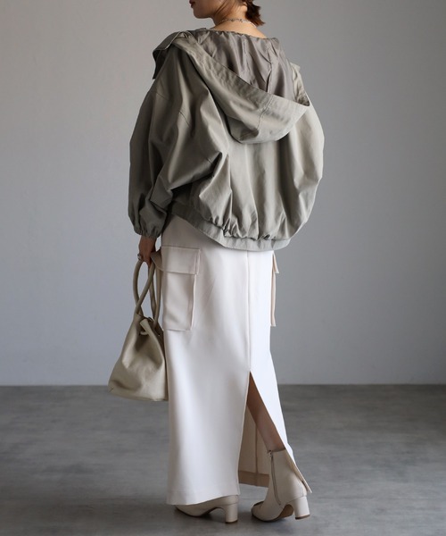 Bonjour Sagan（ボンジュールサガン）の「ピーチスキンショートマウンテンパーカー（マウンテンパーカー・レディース・アイボリー/ライトカーキ/ブラック・FREE）」の9枚目の写真