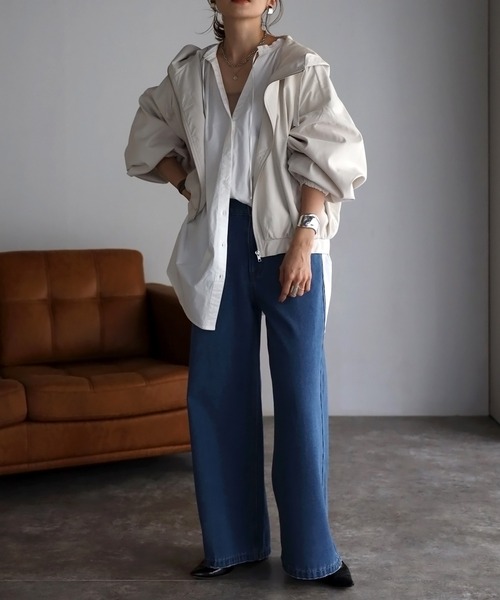 Bonjour Sagan（ボンジュールサガン）の「ピーチスキンショートマウンテンパーカー（マウンテンパーカー・レディース・アイボリー/ライトカーキ/ブラック・FREE）」の4枚目の写真