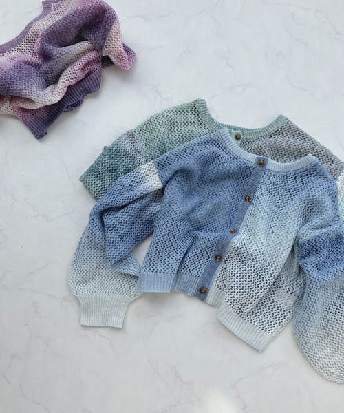 AS KNOW AS plus（アズノゥアズプラス）の「○前後2WAY グラデーション メッシュカーディガン（カーディガン/ボレロ・レディース・パープル/ブルー/グリーン・FREE）」の3枚目の写真