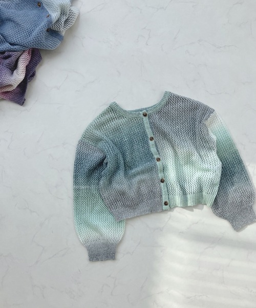 AS KNOW AS plus（アズノゥアズプラス）の「○前後2WAY グラデーション メッシュカーディガン（カーディガン/ボレロ・レディース・パープル/ブルー/グリーン・FREE）」の2枚目の写真