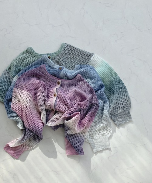 AS KNOW AS plus（アズノゥアズプラス）の「○前後2WAY グラデーション メッシュカーディガン（カーディガン/ボレロ・レディース・パープル/ブルー/グリーン・FREE）」の9枚目の写真