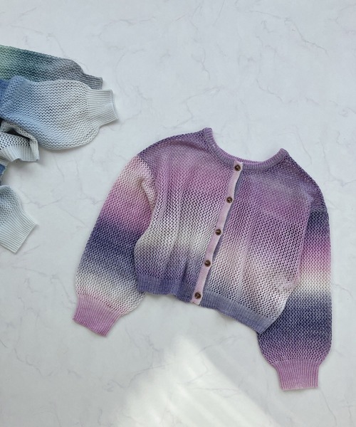 AS KNOW AS plus（アズノゥアズプラス）の「○前後2WAY グラデーション メッシュカーディガン（カーディガン/ボレロ・レディース・パープル/ブルー/グリーン・FREE）」の12枚目の写真