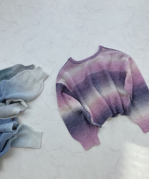 AS KNOW AS plus（アズノゥアズプラス）の「○前後2WAY グラデーション メッシュカーディガン（カーディガン/ボレロ・レディース・パープル/ブルー/グリーン・FREE）」の18枚目の写真