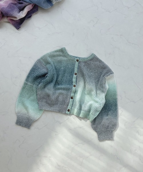 AS KNOW AS plus（アズノゥアズプラス）の「○前後2WAY グラデーション メッシュカーディガン（カーディガン/ボレロ・レディース・パープル/ブルー/グリーン・FREE）」の7枚目の写真