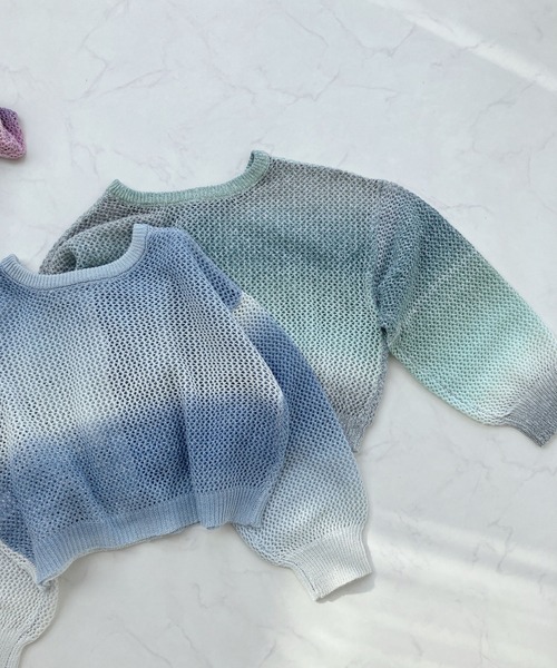 AS KNOW AS plus（アズノゥアズプラス）の「○前後2WAY グラデーション メッシュカーディガン（カーディガン/ボレロ・レディース・パープル/ブルー/グリーン・FREE）」の5枚目の写真