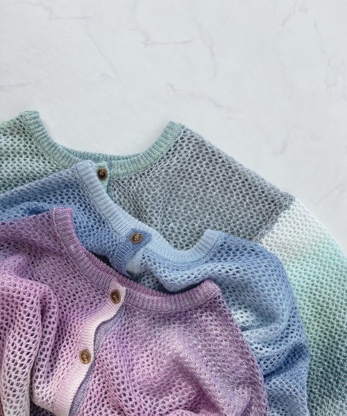 AS KNOW AS plus（アズノゥアズプラス）の「○前後2WAY グラデーション メッシュカーディガン（カーディガン/ボレロ・レディース・パープル/ブルー/グリーン・FREE）」の19枚目の写真
