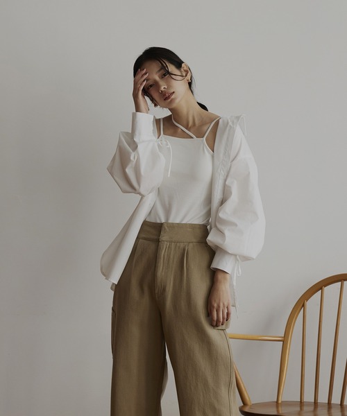 hellam（へラム）の「クロスデザインキャミソール（キャミソール・レディース・オフホワイト/ブラック/カーキ/ベージュ・FREE）」の20枚目の写真