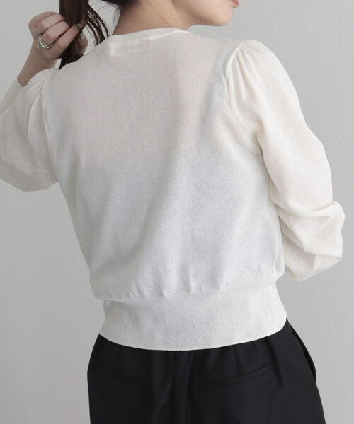 fredy emue（フレディエミュ）の「ハートボタン シアーカーディガン（カーディガン/ボレロ・レディース・オフホワイト/オレンジ/サックスブルー/ネイビー・38）」の11枚目の写真