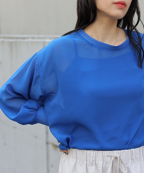 COLONY 2139（コロニートゥーワンスリーナイン）の「【セットアイテム】長袖シアートップス＆キャミソールセット（シャツ/ブラウス・レディース・ブラック/グレー/アイボリー/ブルー/グリーン系その他・FREE）」の6枚目の写真