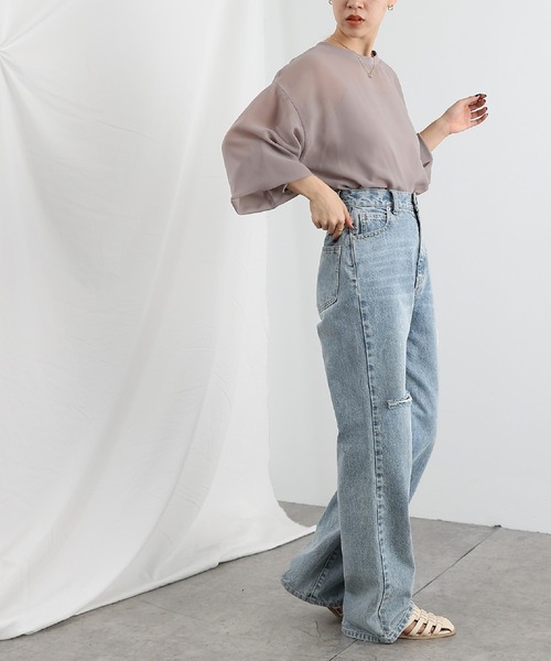 COLONY 2139（コロニートゥーワンスリーナイン）の「【セットアイテム】長袖シアートップス＆キャミソールセット（シャツ/ブラウス・レディース・ブラック/グレー/アイボリー/ブルー/グリーン系その他・FREE）」の15枚目の写真