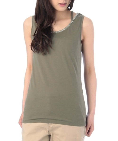 HusHusH（ハッシュアッシュ）の「三つ編みタンクトップ（タンクトップ・レディース・ブラック/グリーン/レッド/ホワイト・02/03）」の3枚目の写真