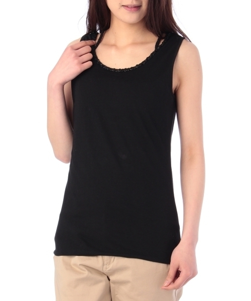 HusHusH（ハッシュアッシュ）の「三つ編みタンクトップ（タンクトップ・レディース・ブラック/グリーン/レッド/ホワイト・02/03）」の2枚目の写真