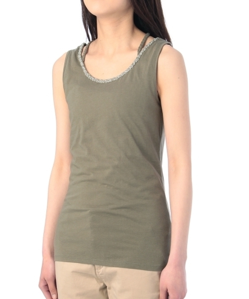 HusHusH（ハッシュアッシュ）の「三つ編みタンクトップ（タンクトップ・レディース・ブラック/グリーン/レッド/ホワイト・02/03）」の7枚目の写真