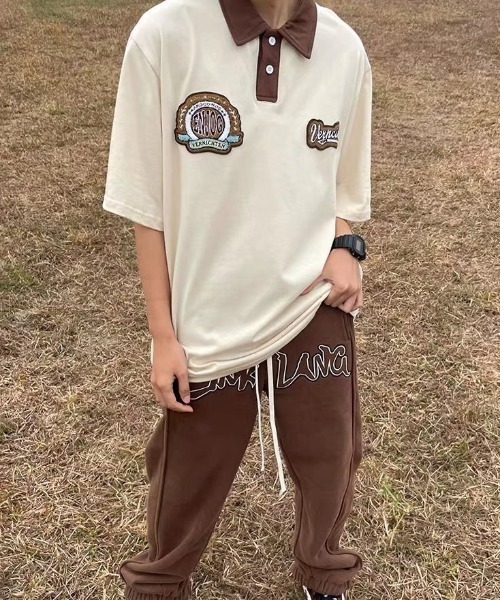 MGV（エムジーヴィー）の「バイカラーレトロワッペンポロ（ポロシャツ・レディース・ブラック/ベージュ・LARGE/MEDIUM/X-LARGE）」の3枚目の写真