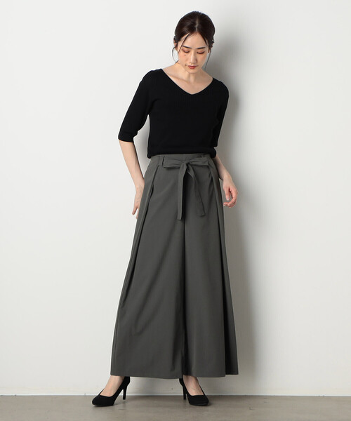 COMME CA ISM（コムサイズム）の「★TV着用商品★ウエストリボン ラップワイドパンツ（その他パンツ・レディース・チャコール/ブラック・MEDIUM/LARGE）」の10枚目の写真