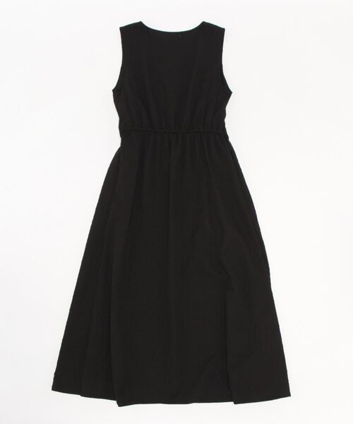 皺加工ギャザーノースリワンピース