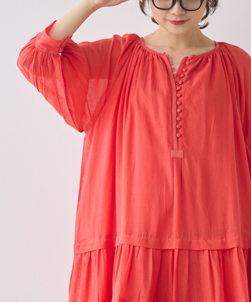 PUAL CE CIN（ピュアルセシン）の「インドボイルワンピース（ワンピース・レディース・オレンジ/ブラック/ベージュ/ブルー・FREE）」の12枚目の写真